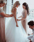Sexy Spaghetti Straps Wedding Dresses Tulle Ruffles Skirt Low Back A-line Bridal Gowns